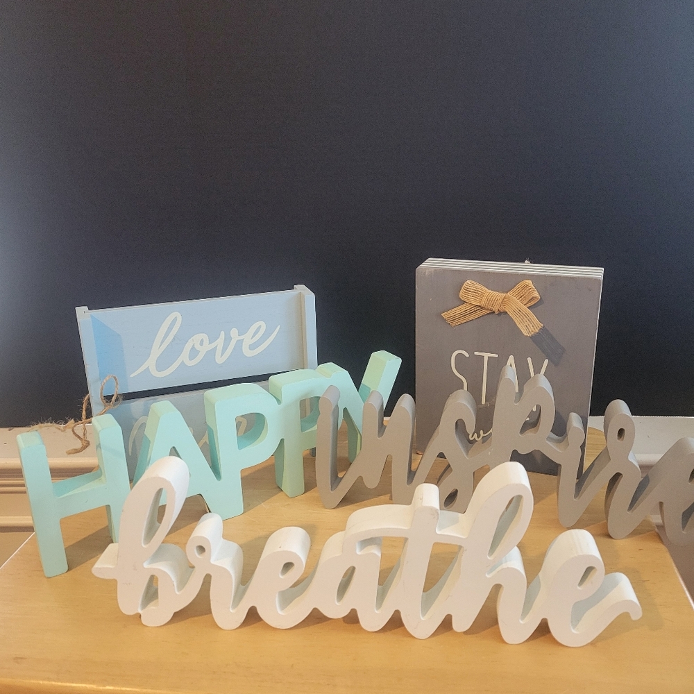 Set of 5 Wood Plaques Inspirational Affirmations